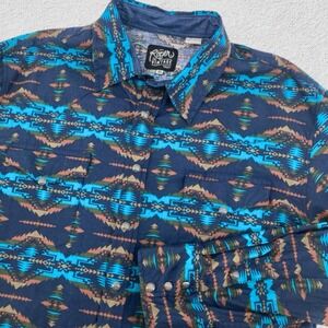 Roper Vintage Southwestern Print Snap Button Shirt Men XL Cotton Western Aztec